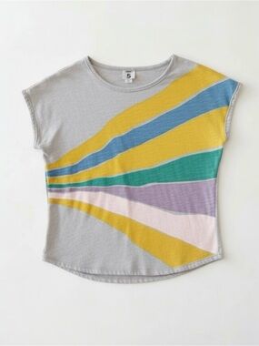 Stem Girls Easy Slub Tee Grey Vapor Rainbow Rays Graphic Tee Size 5